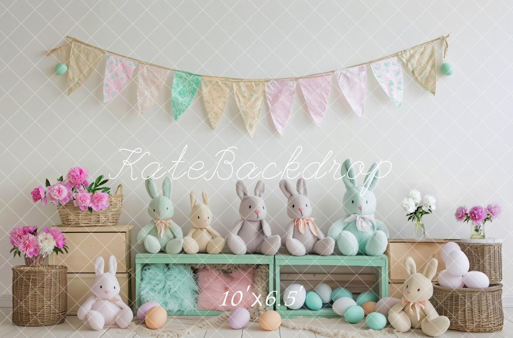 Kate Pastel Bunny Easter Backdrop Designed by Patty Roberts - Kate Backdrop AU