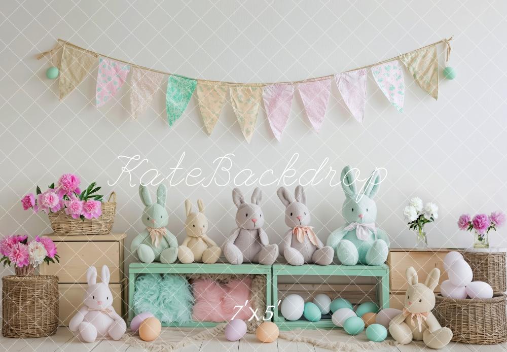 Kate Pastel Bunny Easter Backdrop Designed by Patty Roberts - Kate Backdrop AU