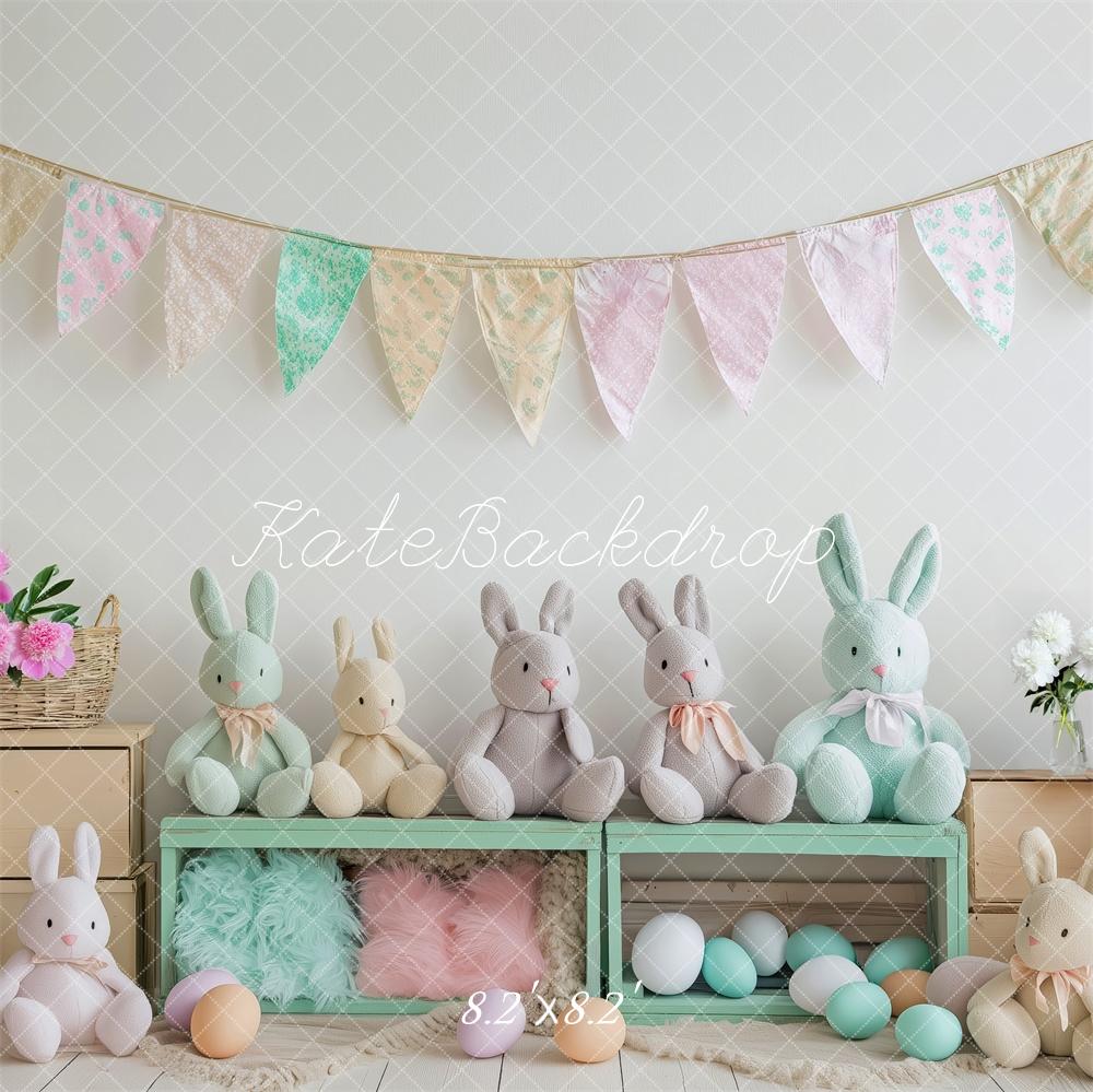 Kate Pastel Bunny Easter Backdrop Designed by Patty Roberts - Kate Backdrop AU