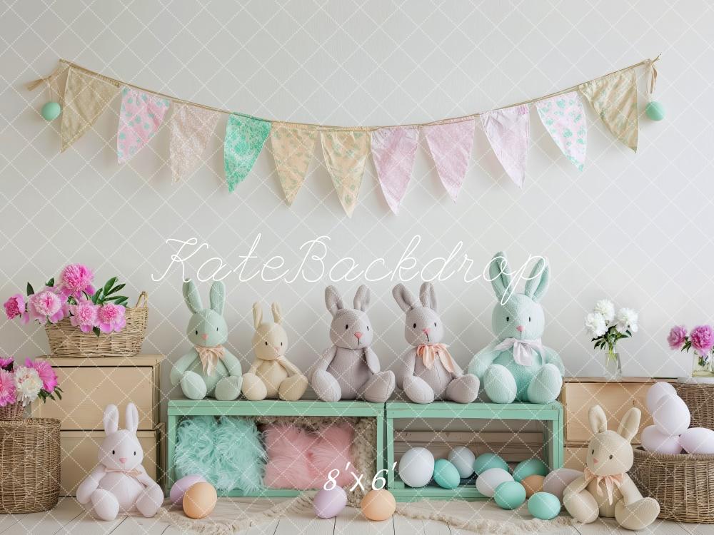 Kate Pastel Bunny Easter Backdrop Designed by Patty Roberts - Kate Backdrop AU