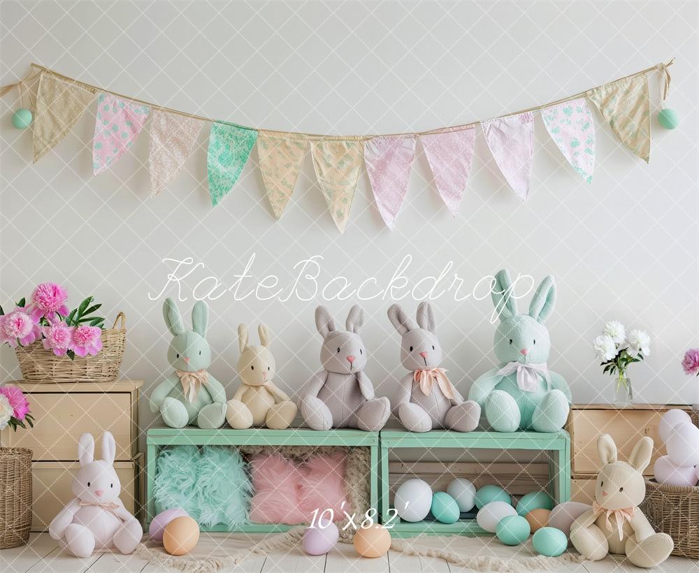 Kate Pastel Bunny Easter Backdrop Designed by Patty Roberts - Kate Backdrop AU