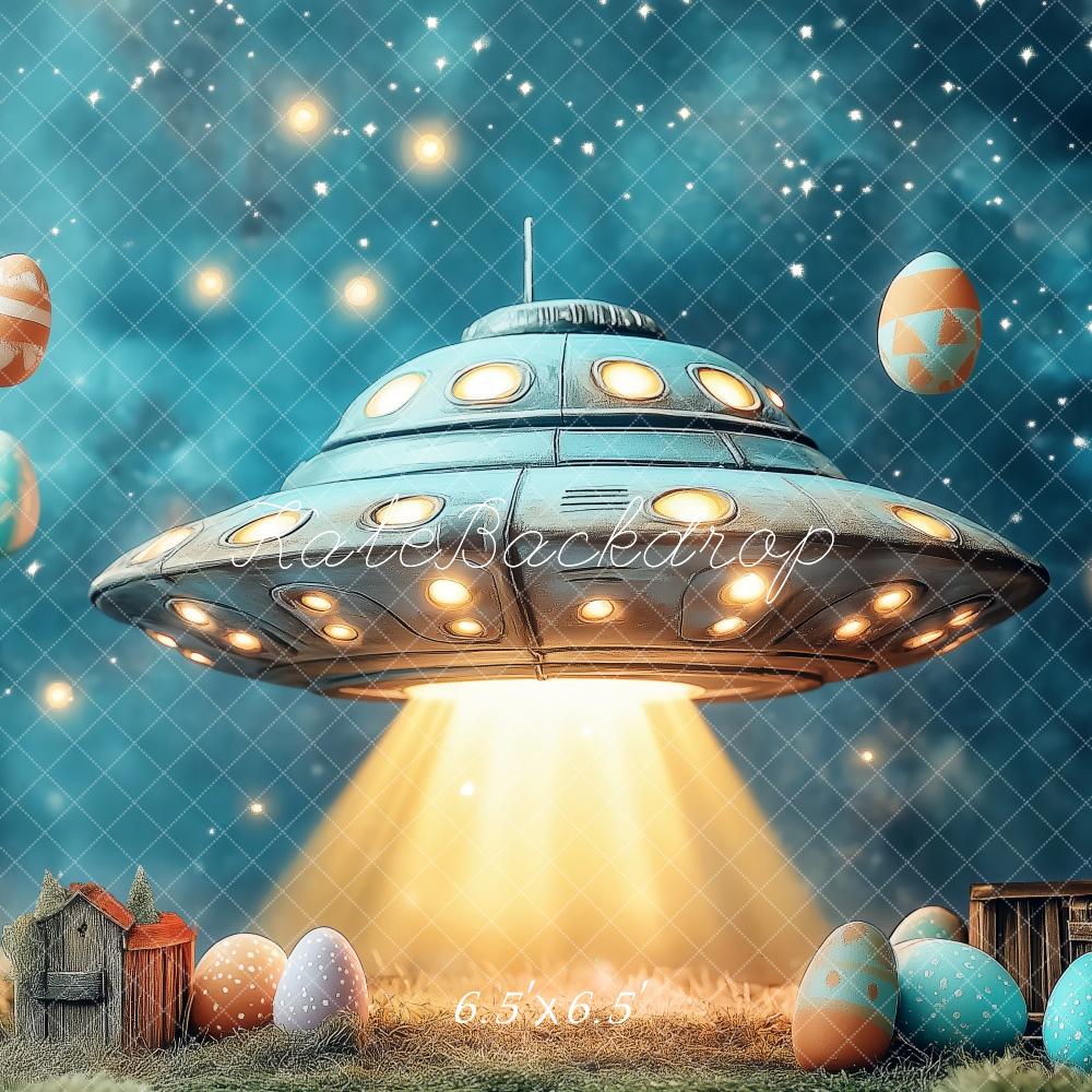 Kate Retro UFO Easter Backdrop Designed by Patty Roberts - Kate Backdrop AU