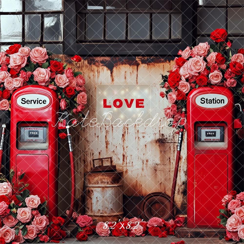 Kate Valentine’s Day Gas Station Backdrop Designed by Patty Roberts - Kate Backdrop AU