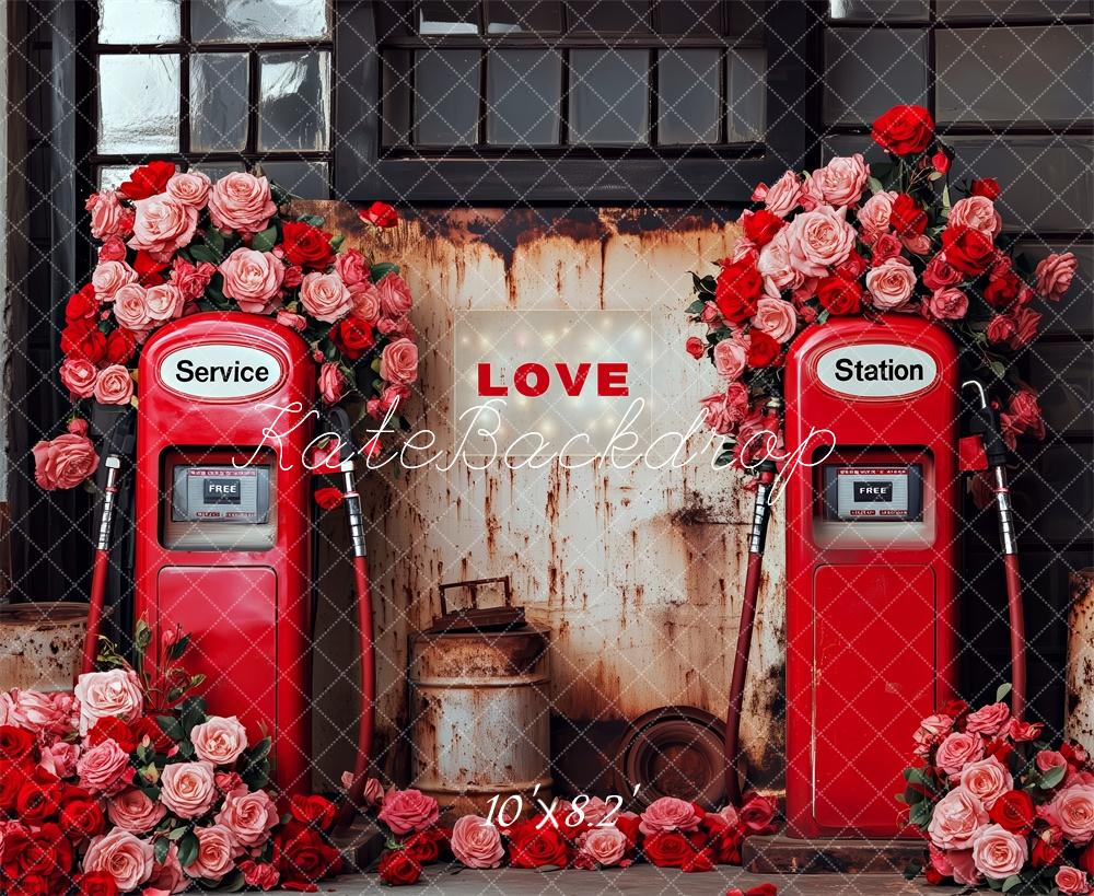 Kate Valentine’s Day Gas Station Backdrop Designed by Patty Roberts - Kate Backdrop AU