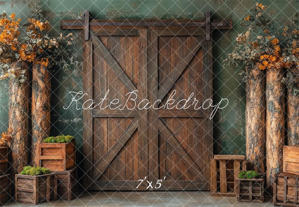Kate Rustic Wood Barn Doors Backdrop Designed by Mini MakeBelieve - Kate Backdrop AU