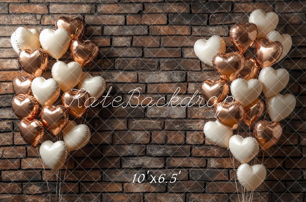 Kate Valentine's Day Brown Balloons Backdrop Designed by Mini MakeBelieve - Kate Backdrop AU