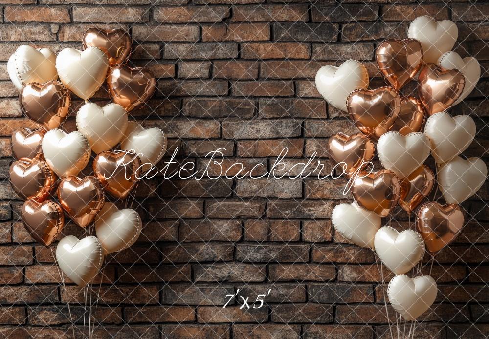 Kate Valentine's Day Brown Balloons Backdrop Designed by Mini MakeBelieve - Kate Backdrop AU