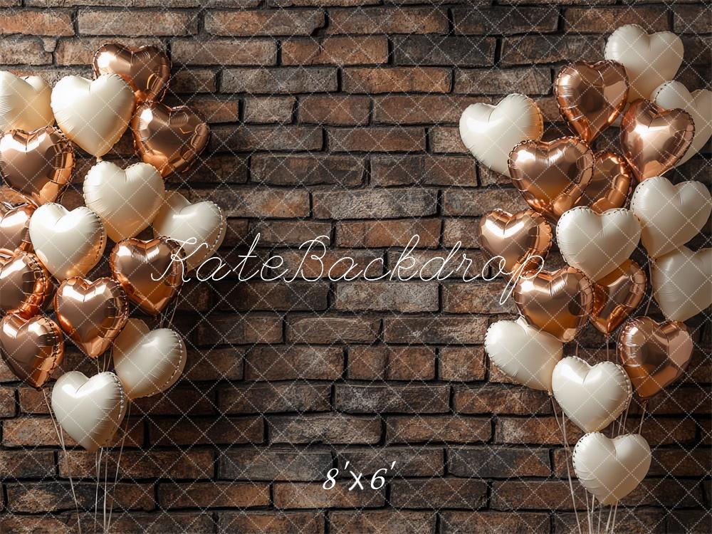 Kate Valentine's Day Brown Balloons Backdrop Designed by Mini MakeBelieve - Kate Backdrop AU