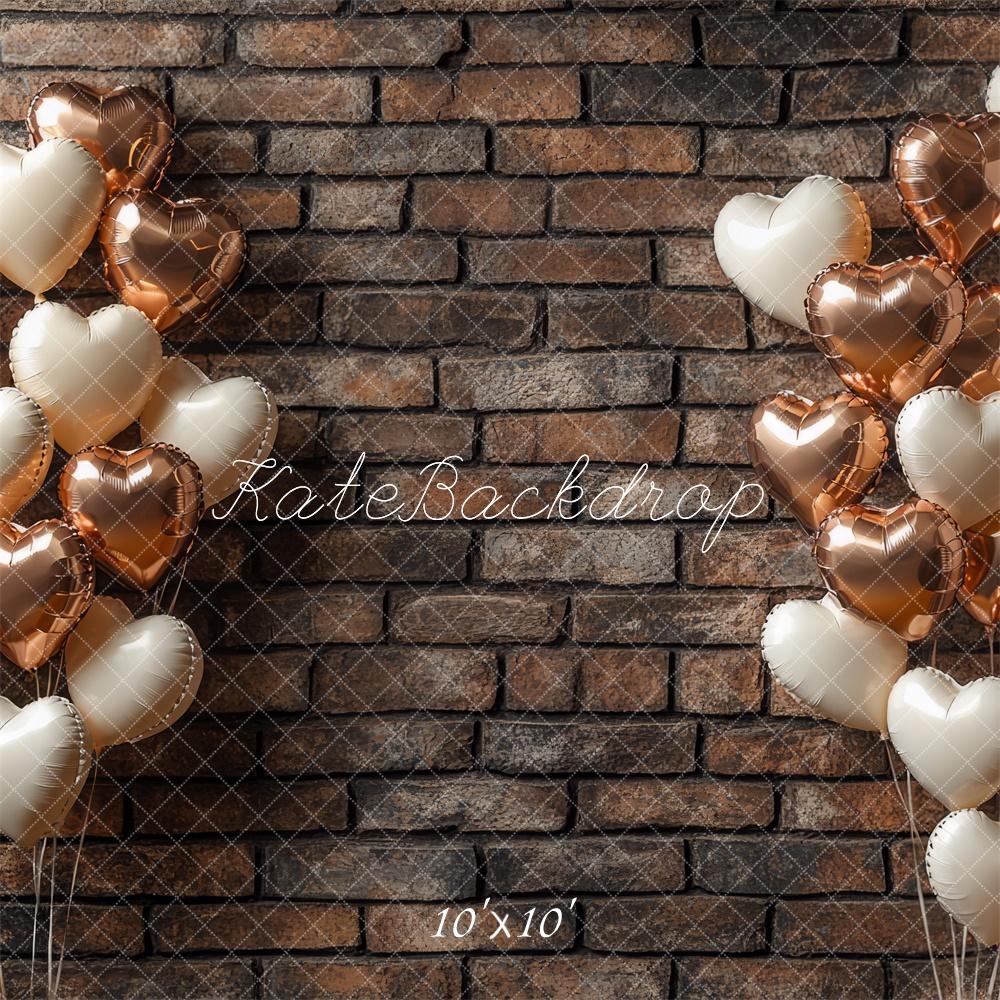 Kate Valentine's Day Brown Balloons Backdrop Designed by Mini MakeBelieve - Kate Backdrop AU