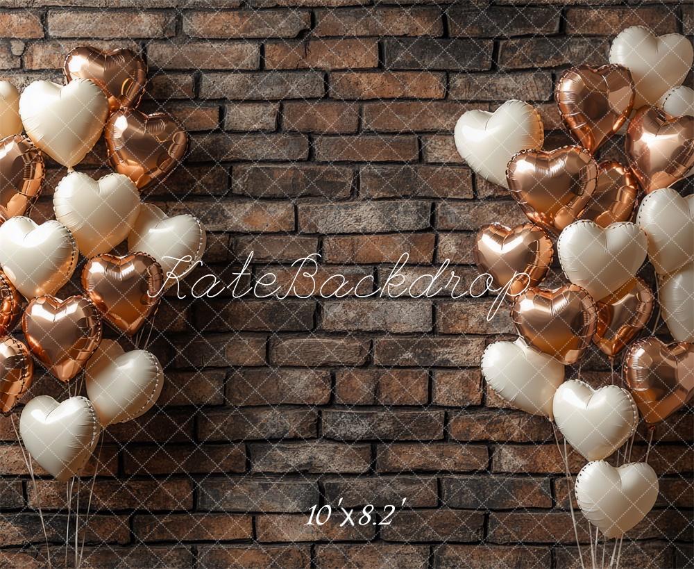 Kate Valentine's Day Brown Balloons Backdrop Designed by Mini MakeBelieve - Kate Backdrop AU