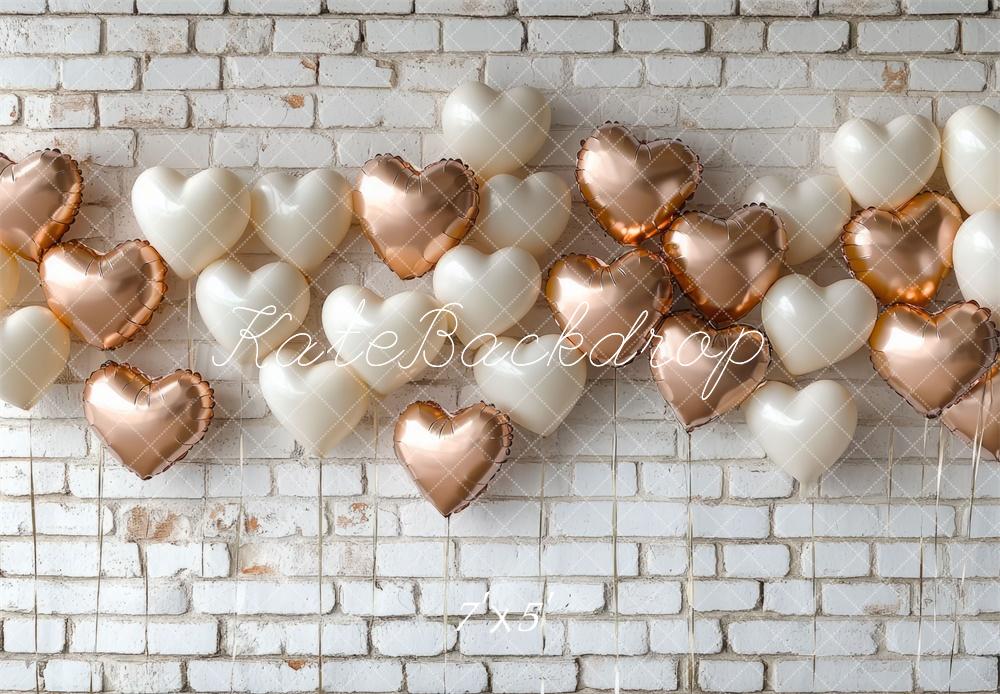 Kate Valentine's Day Backdrop White Brick Balloon Wall Designed by Mini MakeBelieve - Kate Backdrop AU
