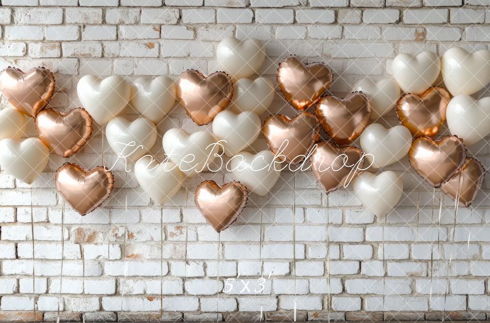 Kate Valentine's Day Backdrop White Brick Balloon Wall Designed by Mini MakeBelieve - Kate Backdrop AU