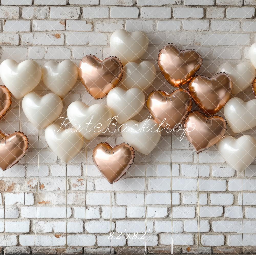 Kate Valentine's Day Backdrop White Brick Balloon Wall Designed by Mini MakeBelieve - Kate Backdrop AU