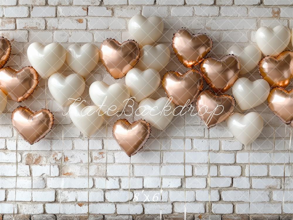 Kate Valentine's Day Backdrop White Brick Balloon Wall Designed by Mini MakeBelieve - Kate Backdrop AU
