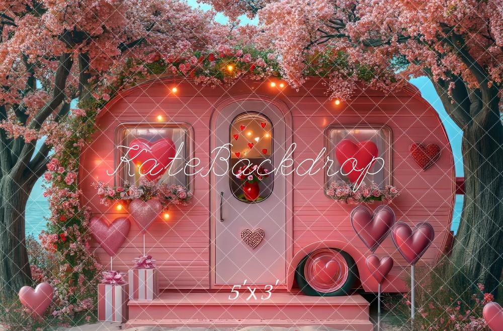 Kate Valentine's Day Beach RV Pink Backdrop Designed by Mini MakeBelieve - Kate Backdrop AU