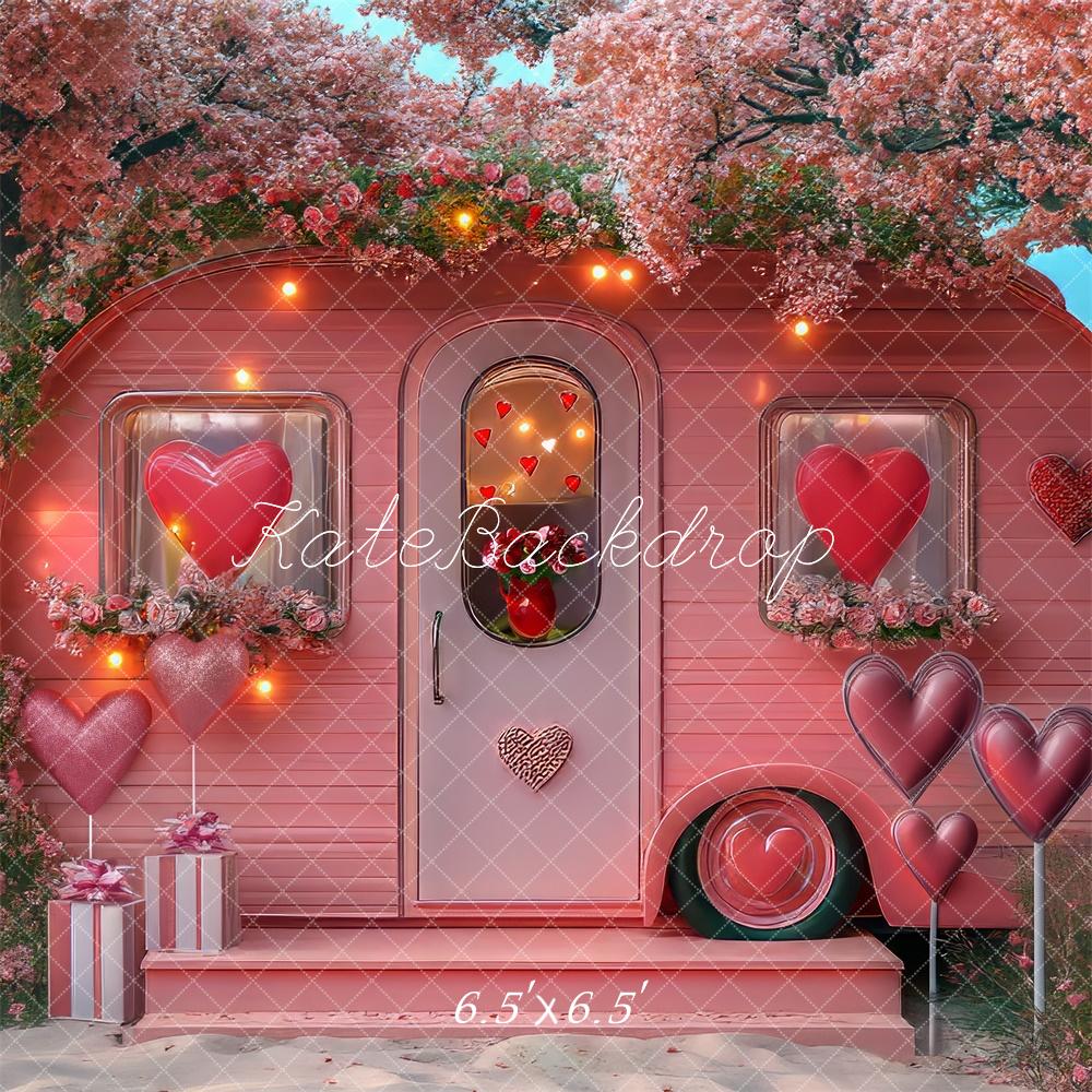 Kate Valentine's Day Beach RV Pink Backdrop Designed by Mini MakeBelieve - Kate Backdrop AU