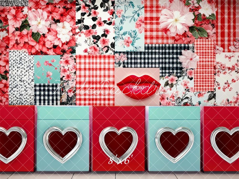 Kate Valentine's Day Laundromat Backdrop Designed by Mini MakeBelieve - Kate Backdrop AU
