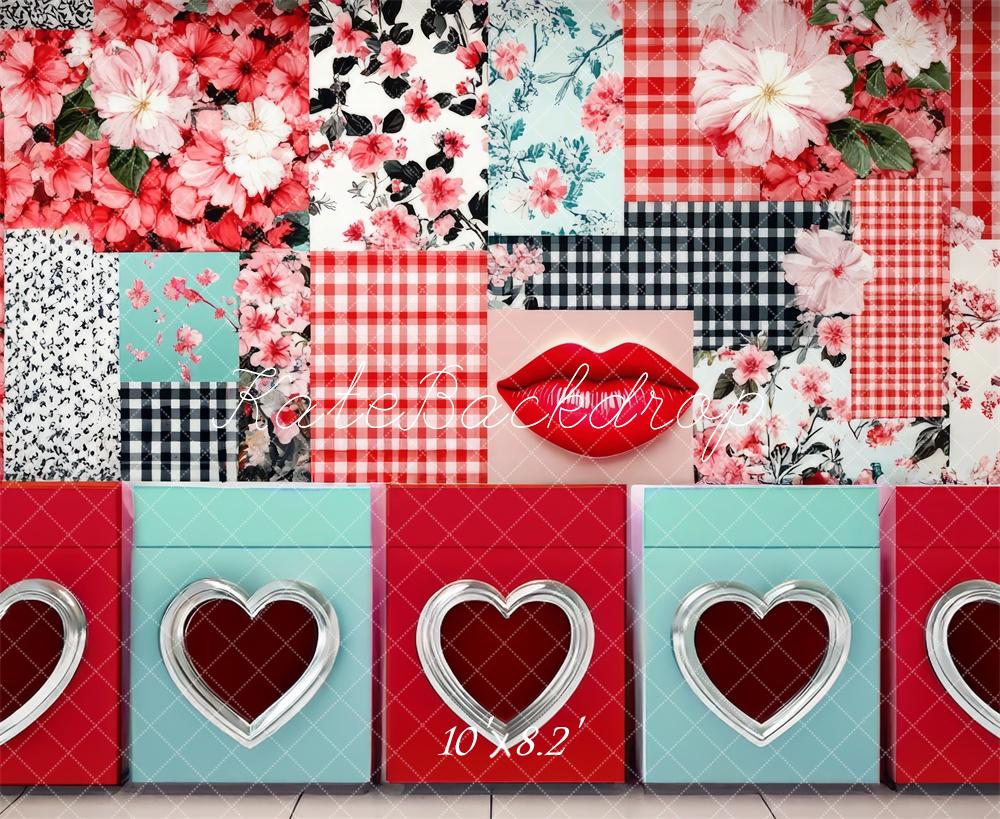 Kate Valentine's Day Laundromat Backdrop Designed by Mini MakeBelieve - Kate Backdrop AU