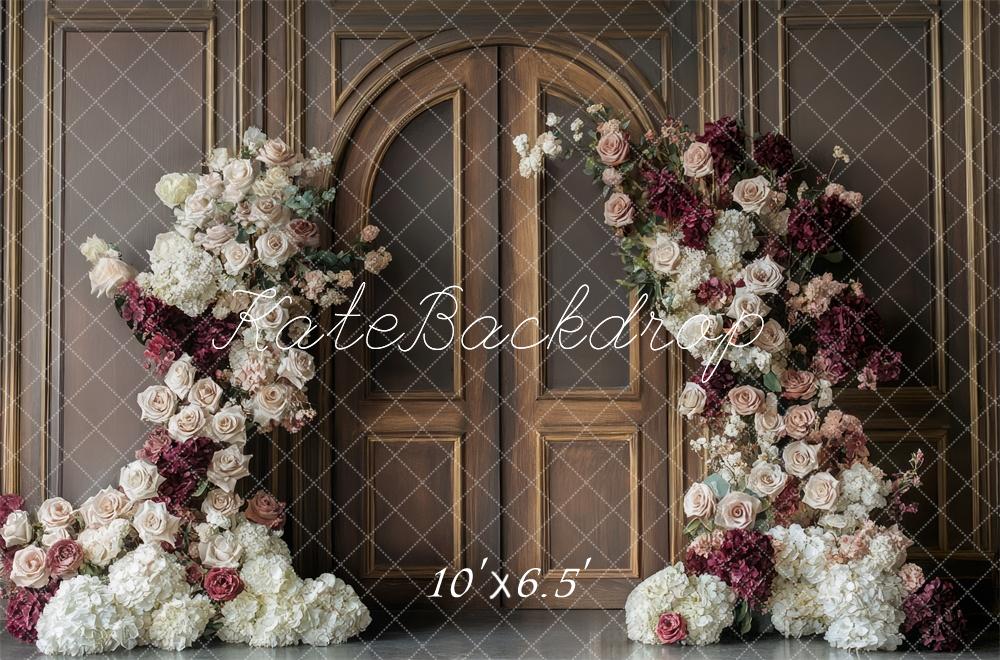 Kate Floral Arch Vintage Wood Door Backdrop Designed by Mini MakeBelieve - Kate Backdrop AU