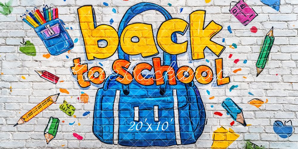 Kate Back to School Backdrop Brick Wall Graffiti Designed by Kate Image - Kate Backdrop AU