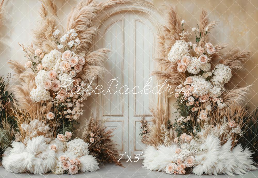 Kate Boho Floral Pampas Door Backdrop Designed by Emetselch