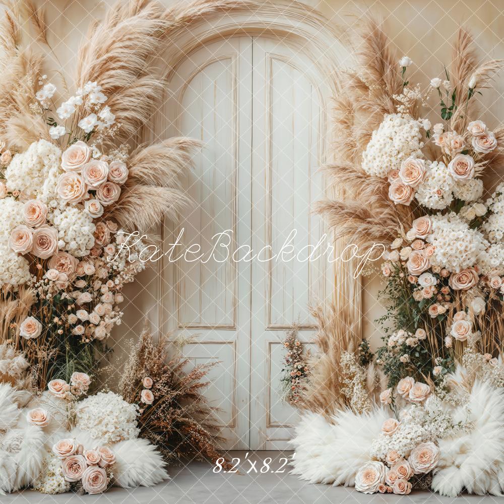 Kate Boho Floral Pampas Door Backdrop Designed by Emetselch