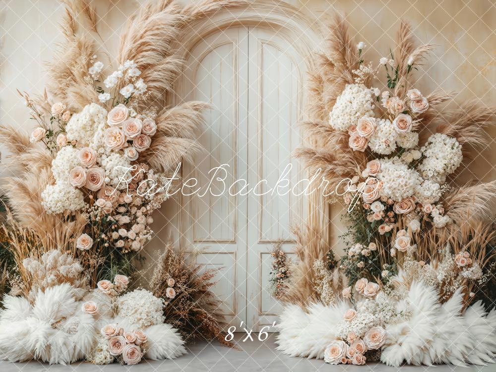 Kate Boho Floral Pampas Door Backdrop Designed by Emetselch