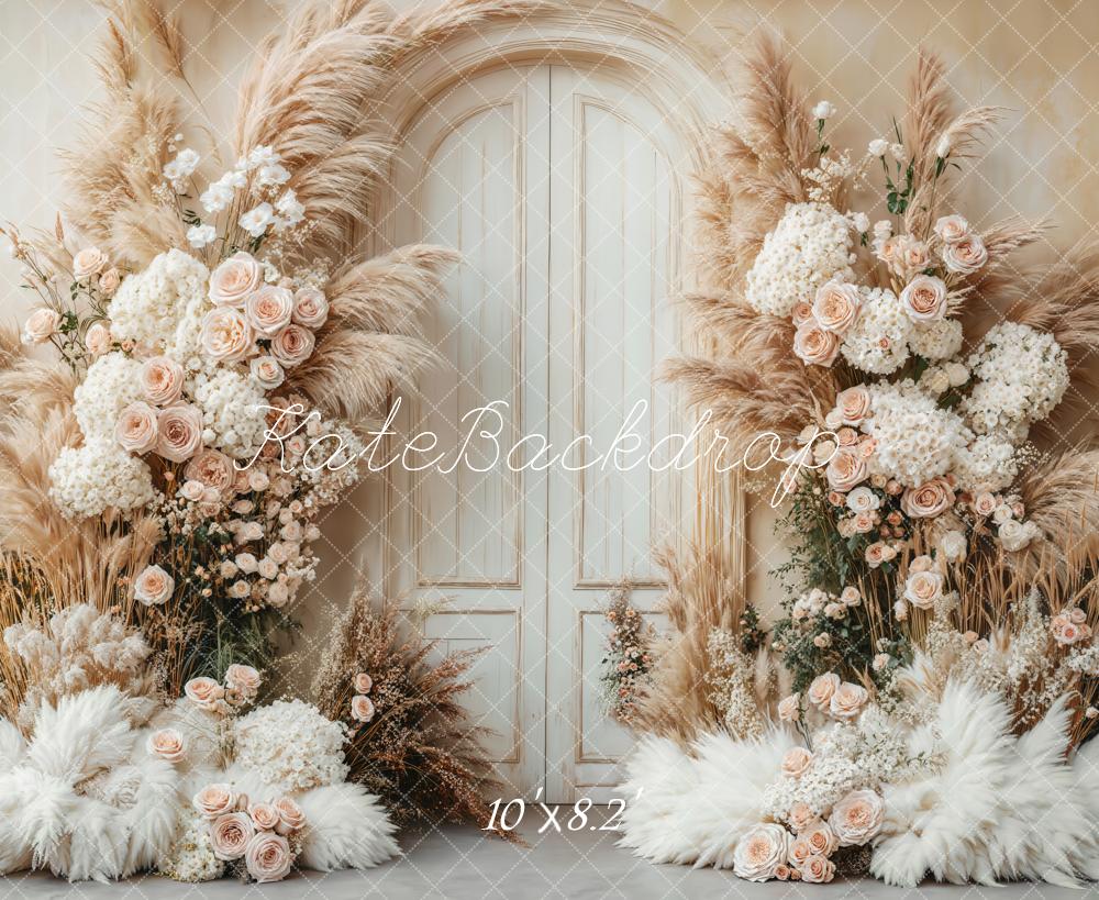 Kate Boho Floral Pampas Door Backdrop Designed by Emetselch