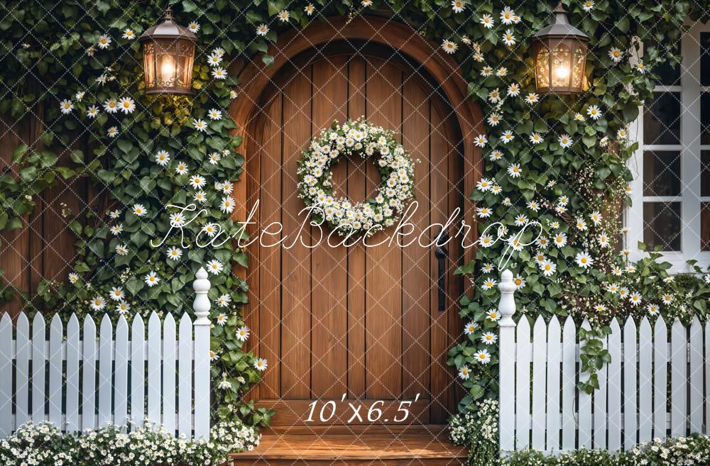 Kate Spring Ivy Floral Wood Door Wreath Backdrop Designed by Emetselch - Kate Backdrop AU