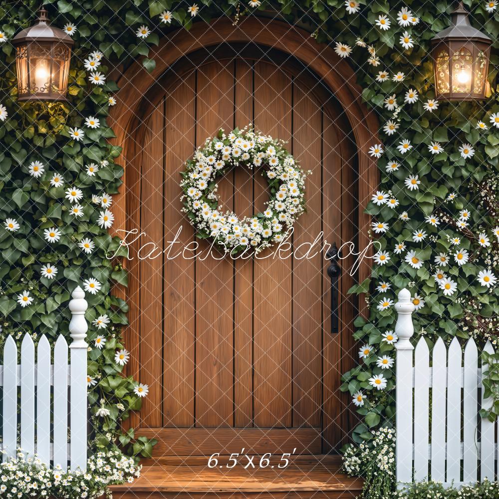 Kate Spring Ivy Floral Wood Door Wreath Backdrop Designed by Emetselch - Kate Backdrop AU