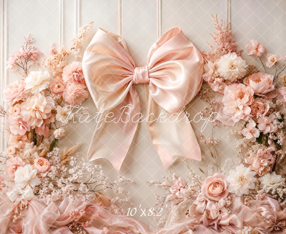 Kate Pink Flowers Bow Backdrop Designed by Emetselch - Kate Backdrop AU