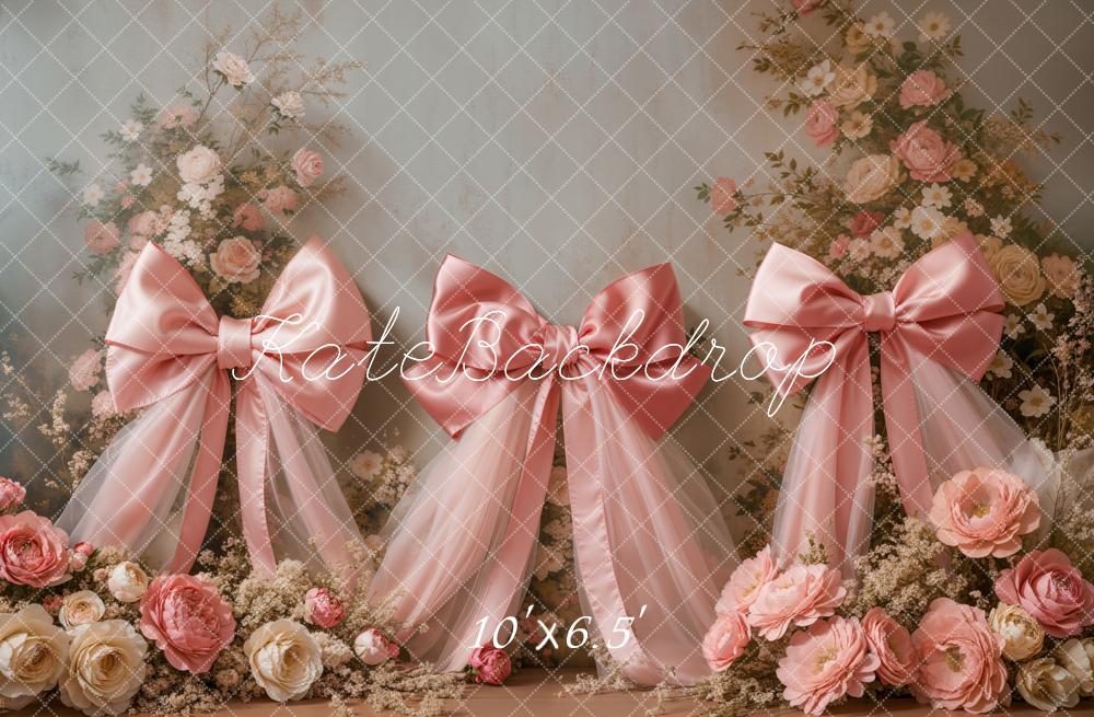 Kate Pink Flower Bow Backdrop Designed by Emetselch - Kate Backdrop AU