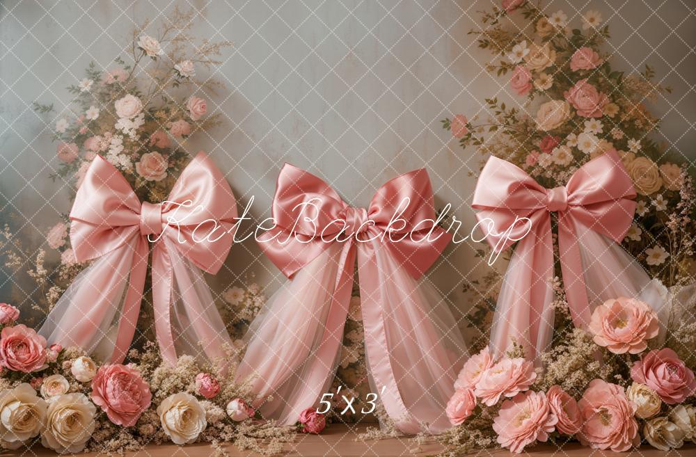 Kate Pink Flower Bow Backdrop Designed by Emetselch - Kate Backdrop AU