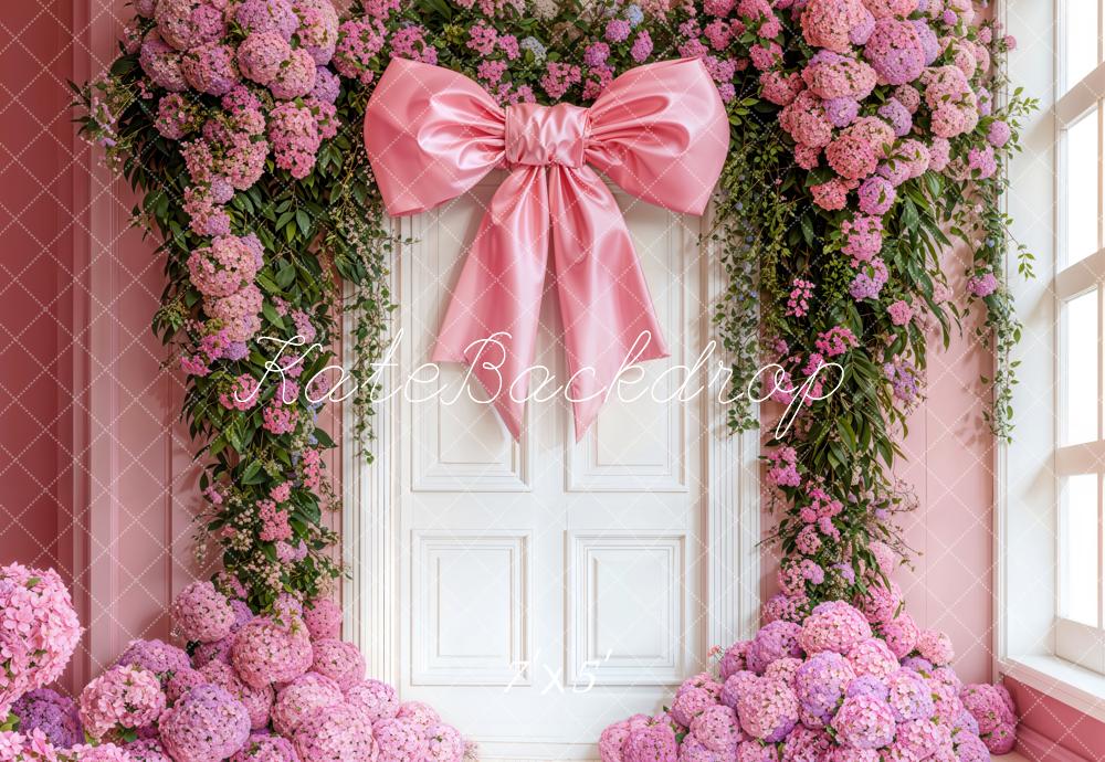 Kate Spring Backdrop Pink Bow Hydrangea Designed by Emetselch - Kate Backdrop AU