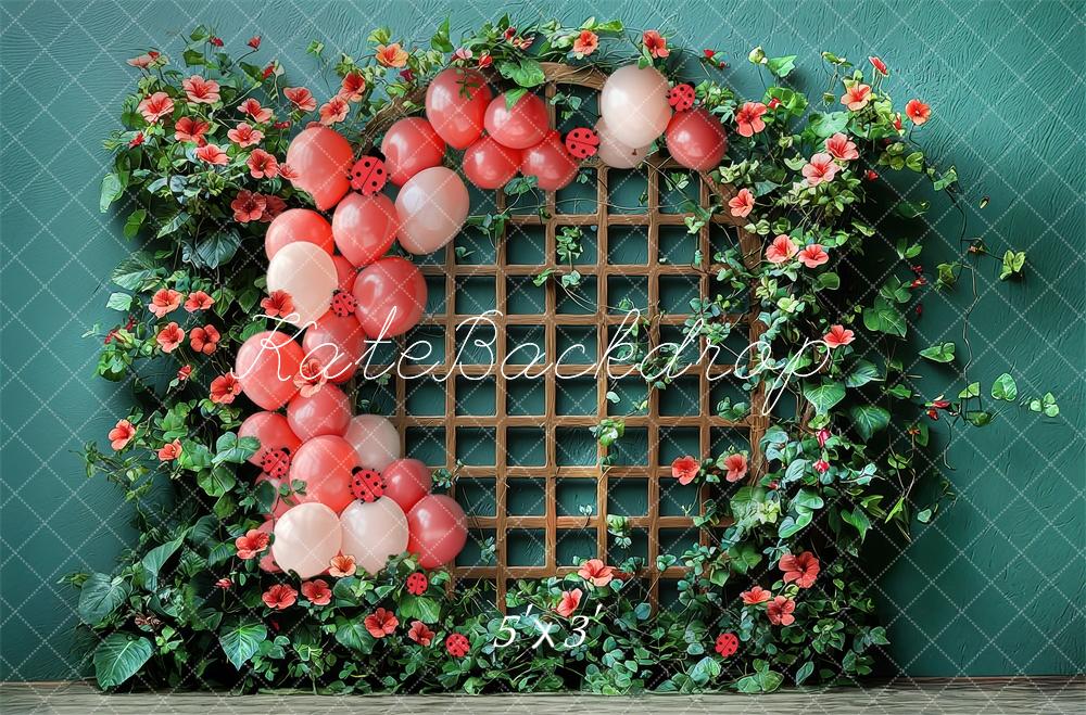 Kate Ladybug Trellis Backdrop Designed by Laura Bybee - Kate Backdrop AU
