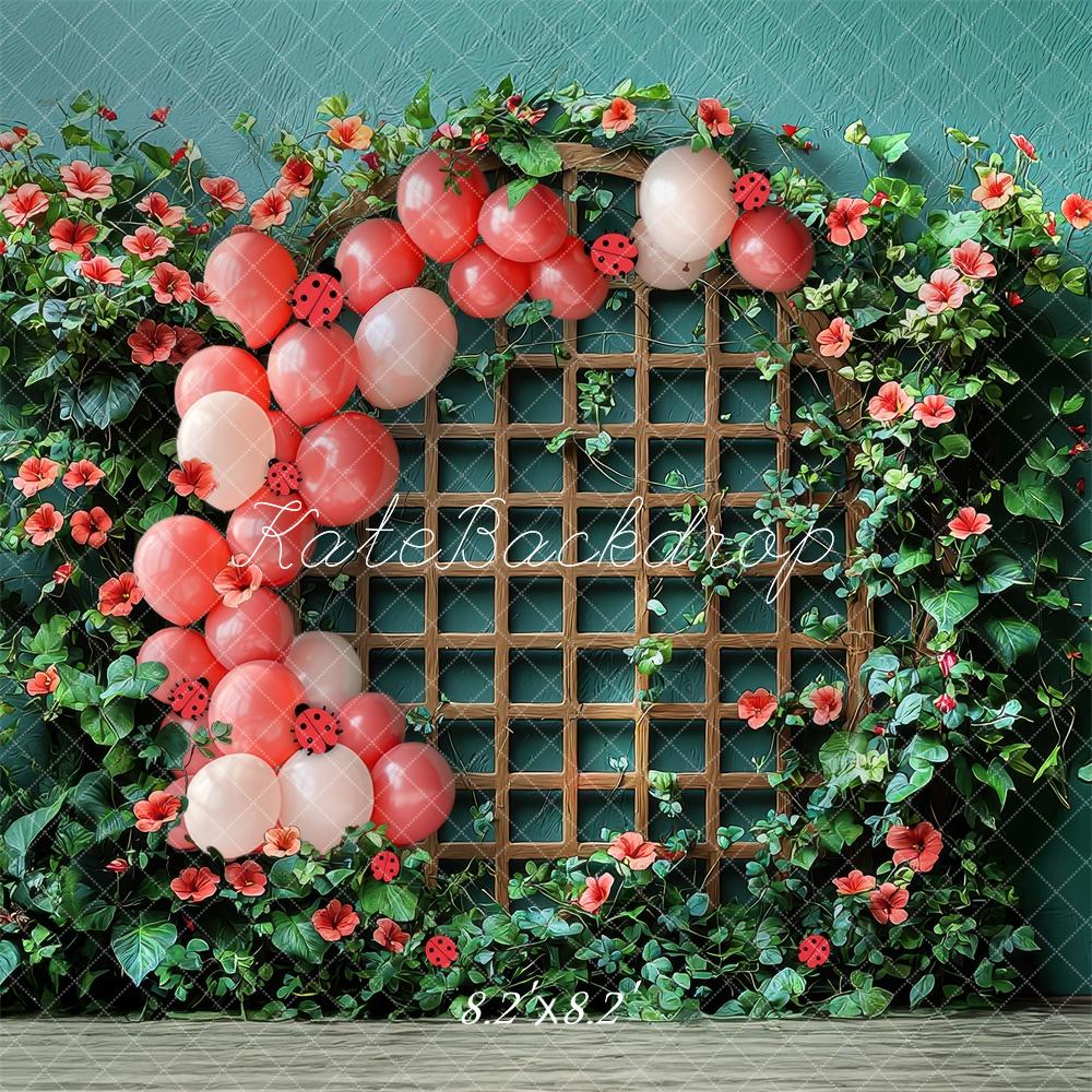 Kate Ladybug Trellis Backdrop Designed by Laura Bybee - Kate Backdrop AU
