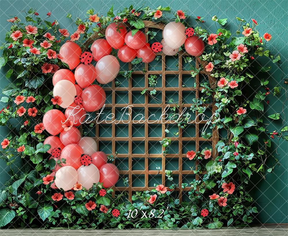 Kate Ladybug Trellis Backdrop Designed by Laura Bybee - Kate Backdrop AU