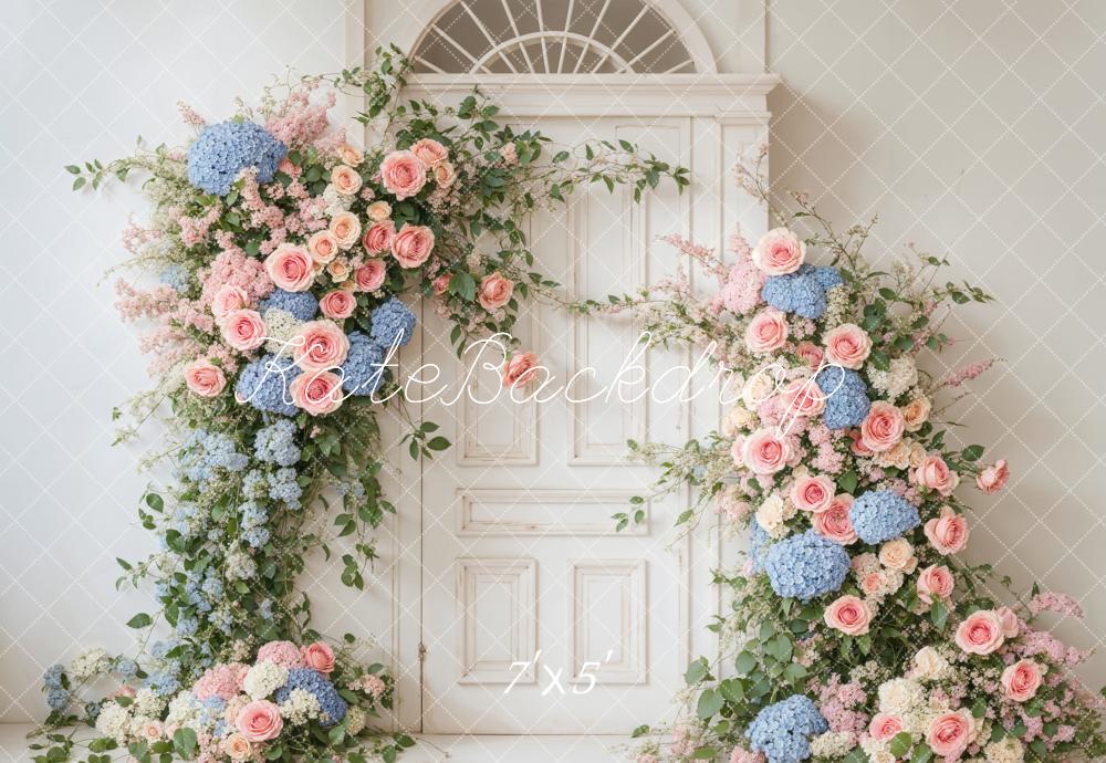 Kate Spring Flower White Elegant Door Backdrop Designed by Emetselch - Kate Backdrop AU