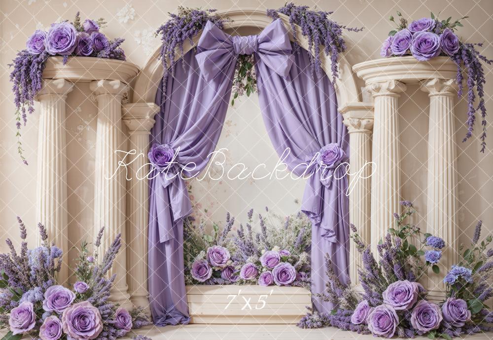 Kate Retro Lavender Bow Arch Columns Backdrop Designed by Emetselch - Kate Backdrop AU