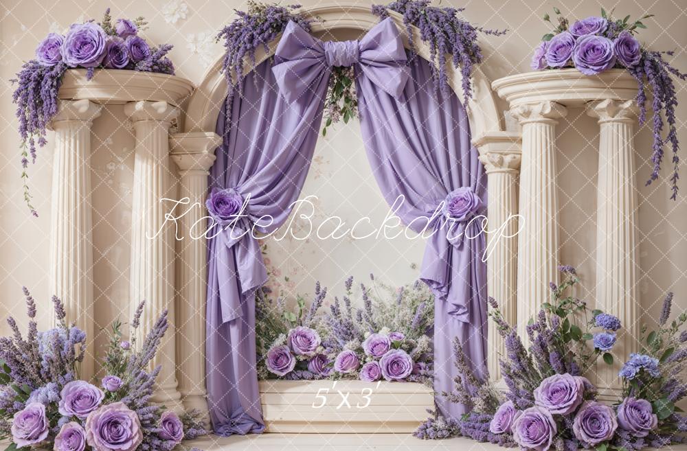 Kate Retro Lavender Bow Arch Columns Backdrop Designed by Emetselch - Kate Backdrop AU