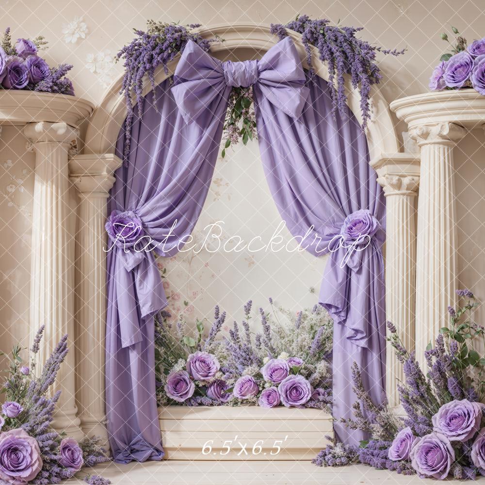 Kate Retro Lavender Bow Arch Columns Backdrop Designed by Emetselch - Kate Backdrop AU