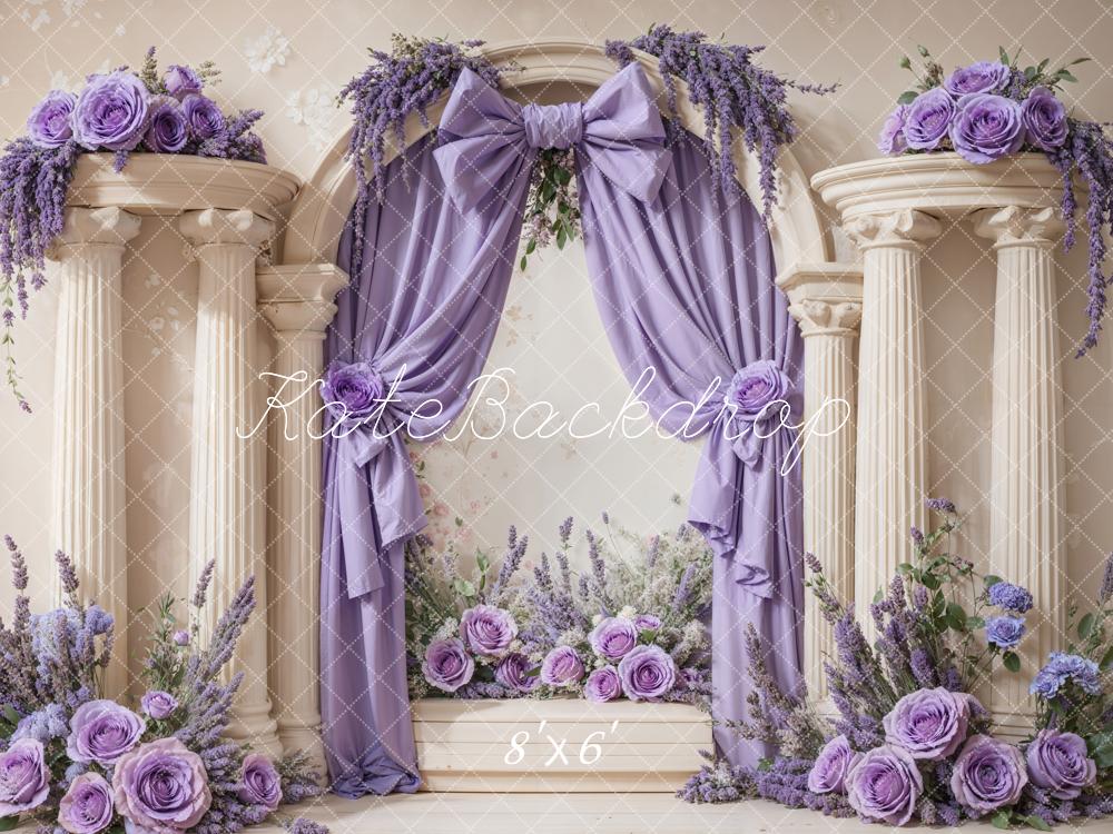 Kate Retro Lavender Bow Arch Columns Backdrop Designed by Emetselch - Kate Backdrop AU