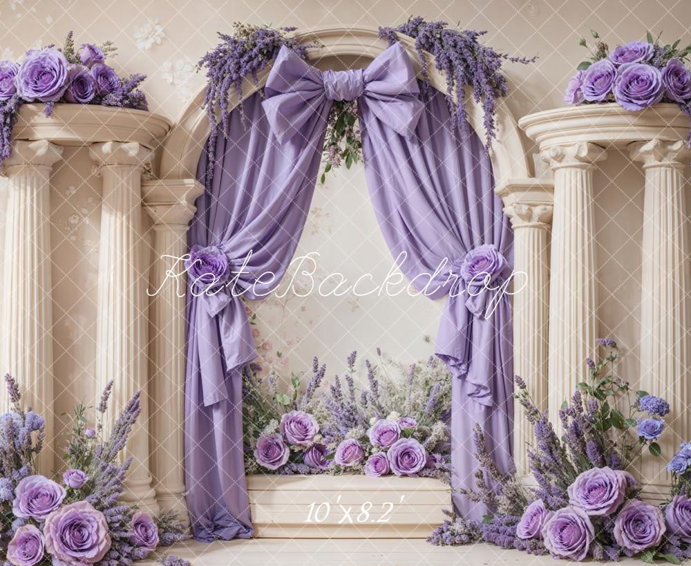 Kate Retro Lavender Bow Arch Columns Backdrop Designed by Emetselch - Kate Backdrop AU