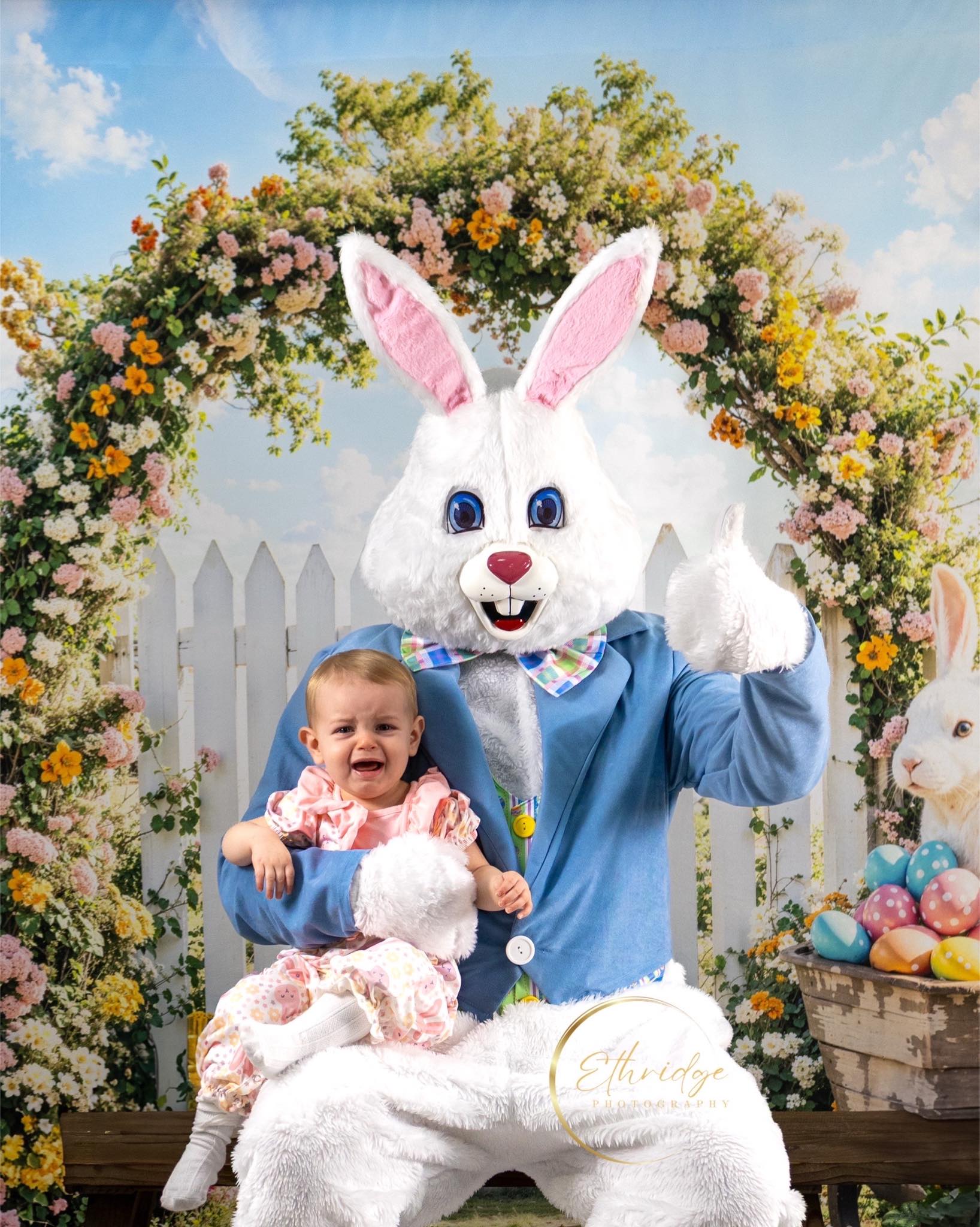 Kate Easter Bunny Flower Arch Fence Backdrop+Green Grass Backdrop - Kate Backdrop AU