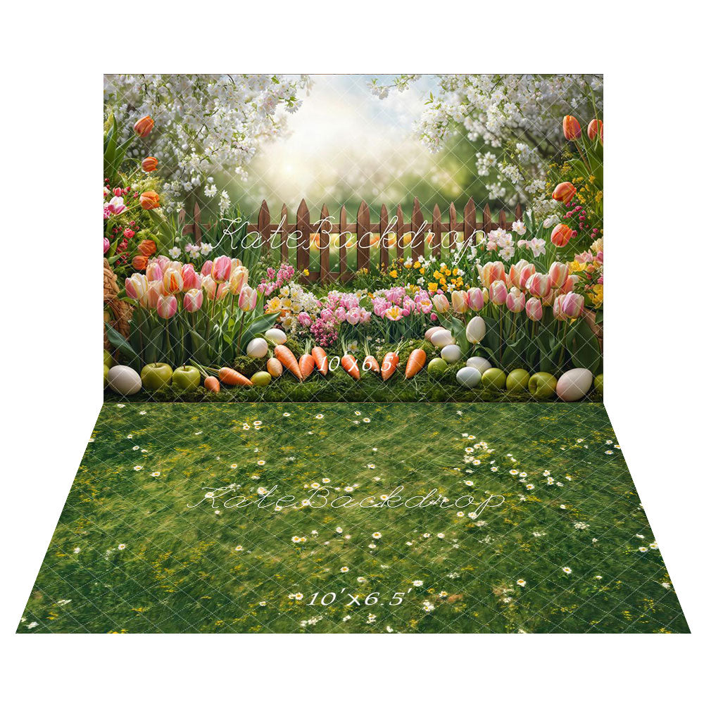 Kate Easter Nature Flower Backdrop+Green Grass Floor Backdrop - Kate Backdrop AU