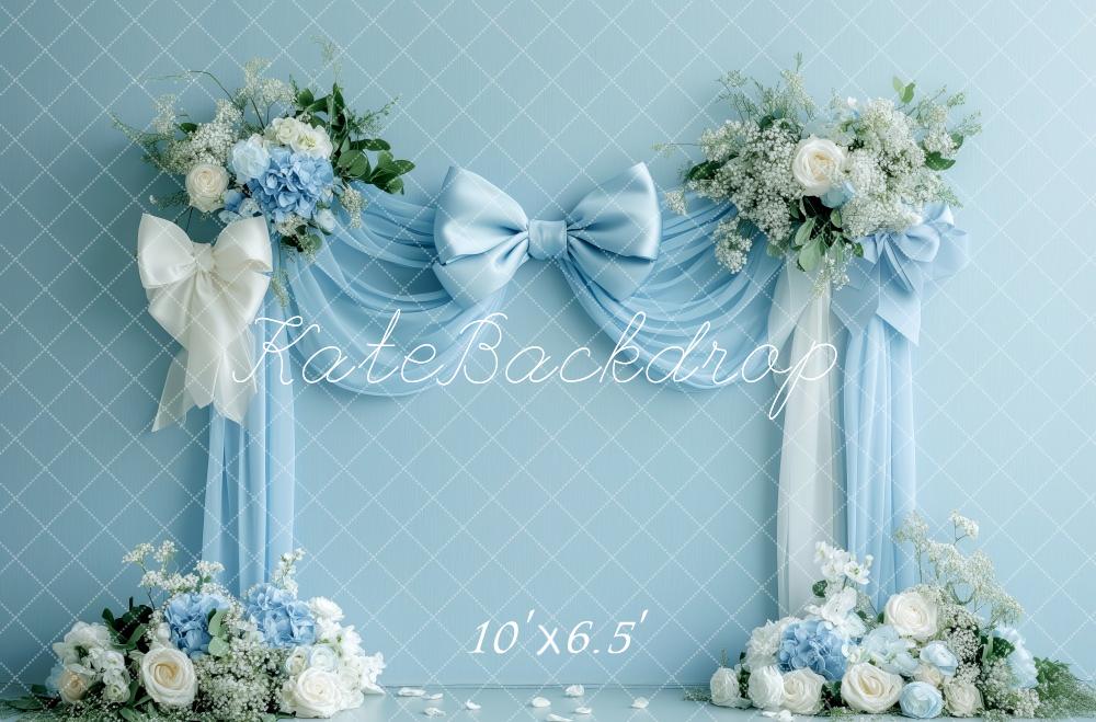 Kate Light Blue Bows Spring Backdrop Designed by Patty Roberts - Kate Backdrop AU