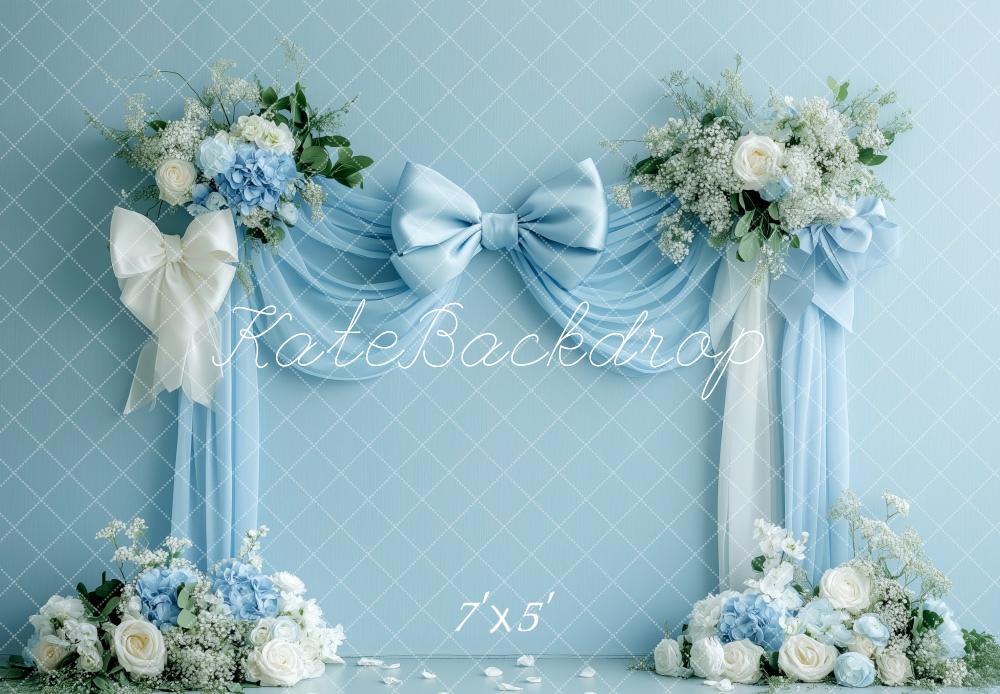 Kate Light Blue Bows Spring Backdrop Designed by Patty Roberts - Kate Backdrop AU