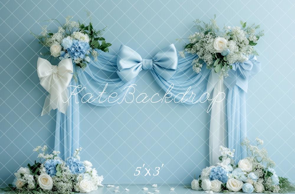 Kate Light Blue Bows Spring Backdrop Designed by Patty Roberts - Kate Backdrop AU