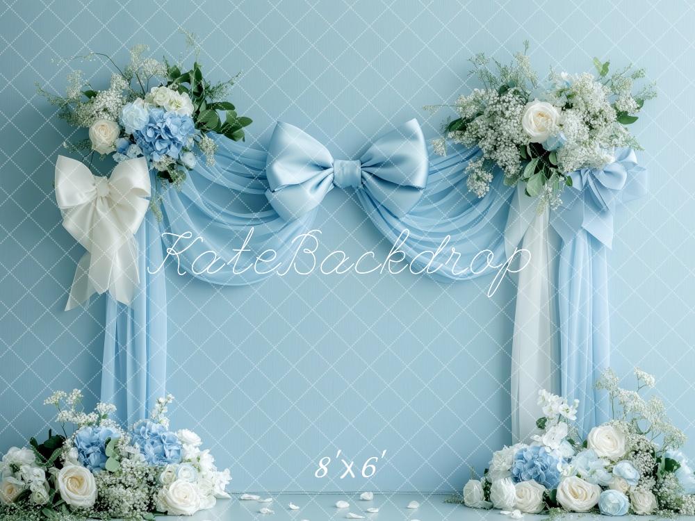 Kate Light Blue Bows Spring Backdrop Designed by Patty Roberts - Kate Backdrop AU