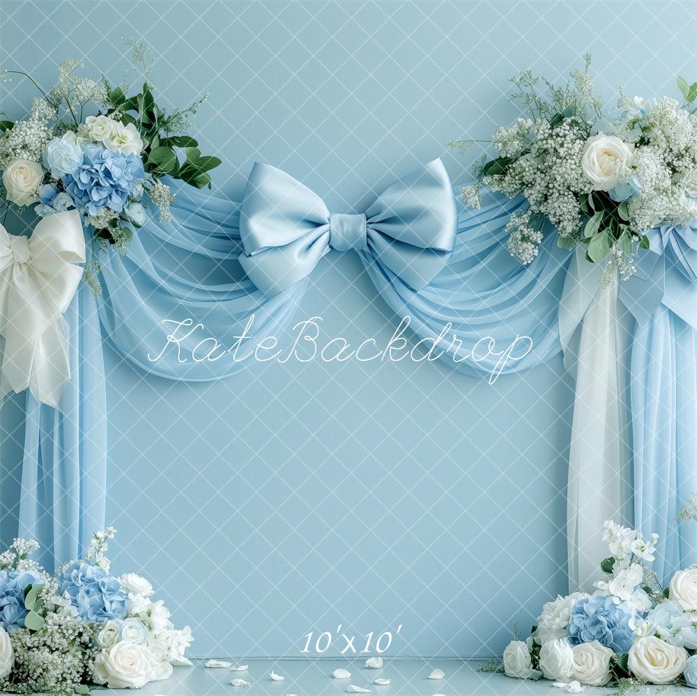 Kate Light Blue Bows Spring Backdrop Designed by Patty Roberts - Kate Backdrop AU